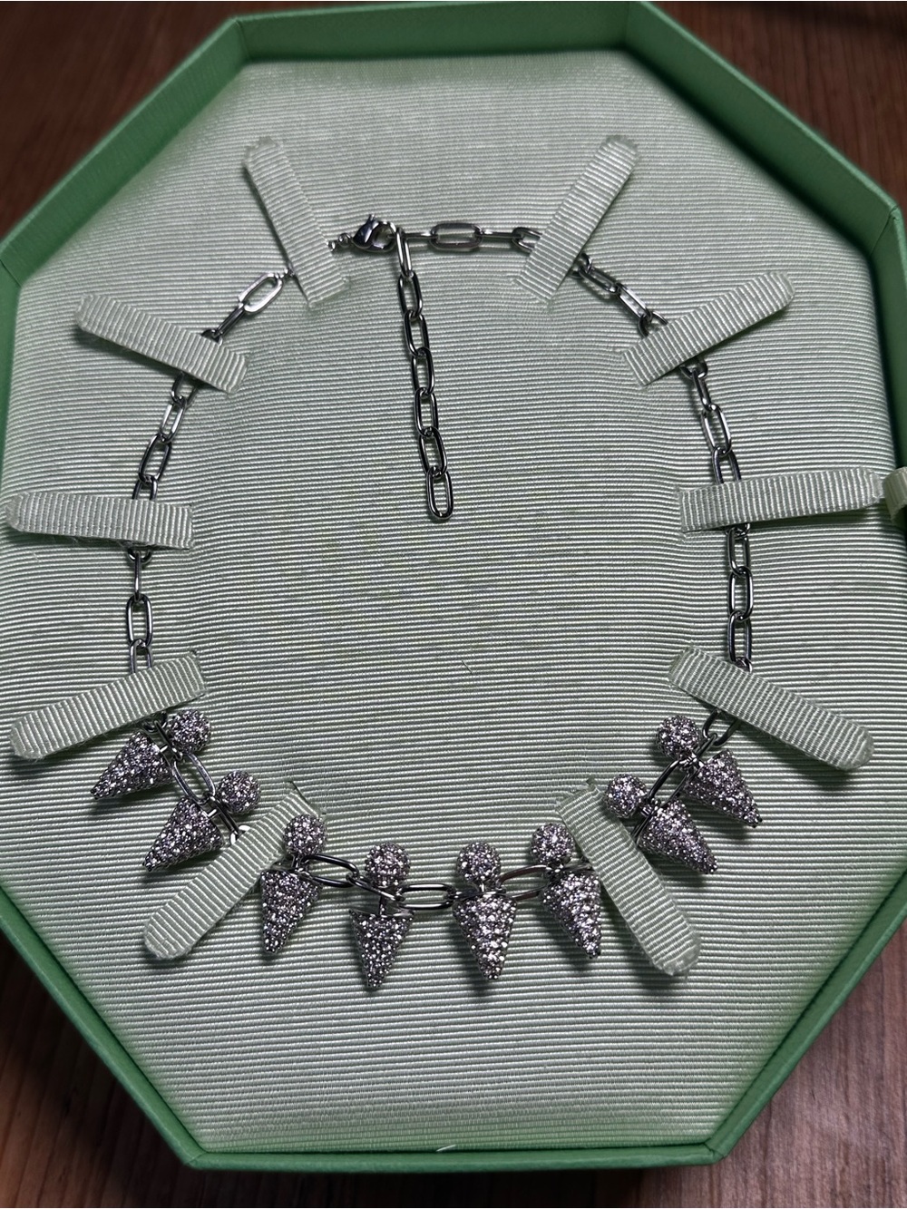 Swarovski Silver-Tone Necklace with Clear Crystal Cone Charms